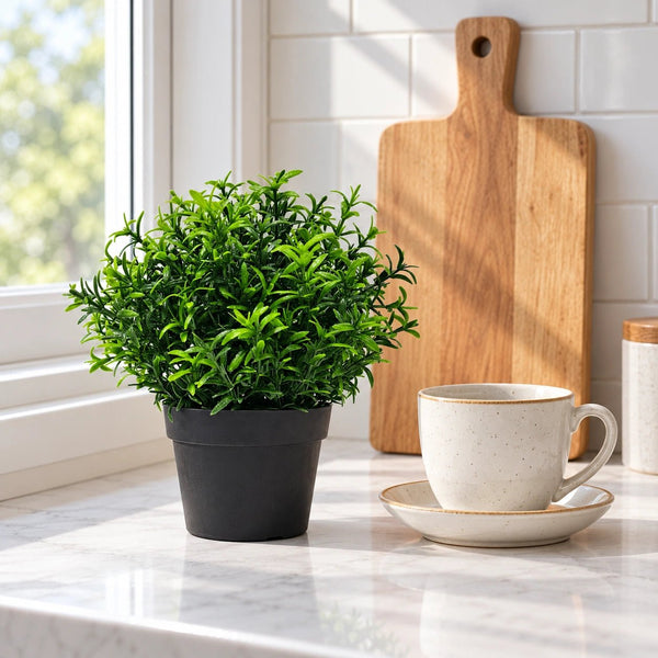 Small Potted Artificial Bright Rosemary Herb Plant UV Resistant 20cm — gallery image 4