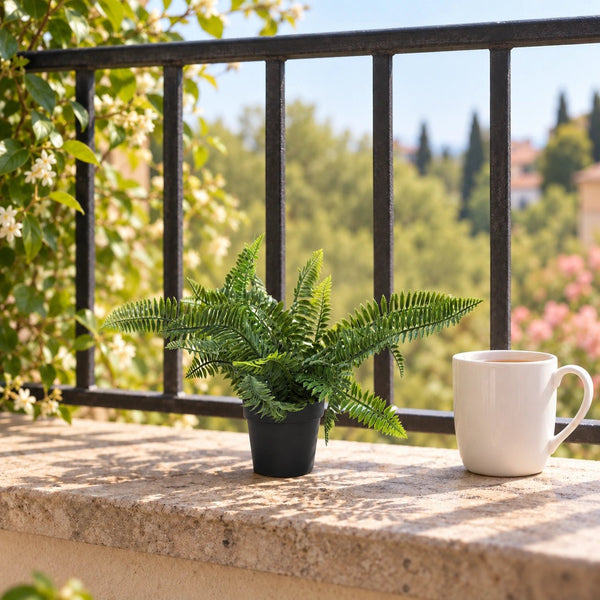 Small Potted Artificial Dark Green Fern Plant UV Resistant 20cm — gallery image 3
