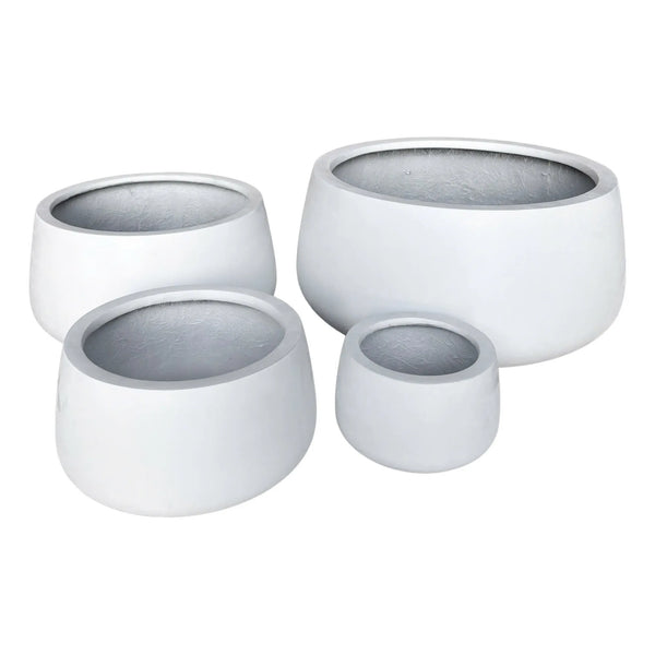 Luxury Soft Tapered Bowl Planter Set of 4 | Matt Black, White & Grey | Premium Pot Range — gallery image 12