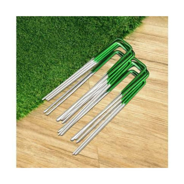 Artificial Grass Roll Pegs / Fake Grass Galvanized Metal Pegs With Green Top 100 Pieces — view 2