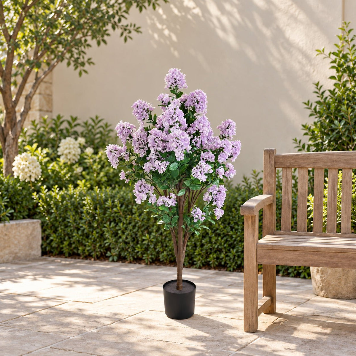 120cm UV Protected Artificial Lilac Crepe Myrtle Tree | Outdoor Faux Flowering Plant - Designer Vertical Gardens