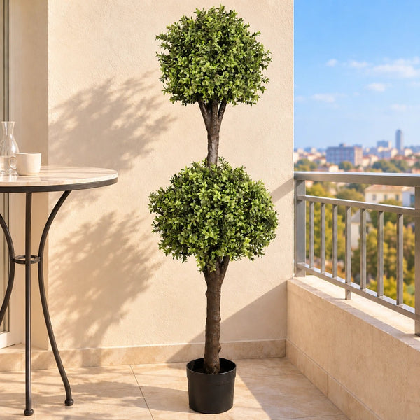 150cm UV Resistant Artificial Topiary Tree | 2 Ball Faux Boxwood Shrub for Outdoor & Indoor — gallery image 7