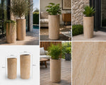 2 Sizes - Luxury Marble Tall Cylinder Planter | Premium Pot Range - Designer Vertical Gardens