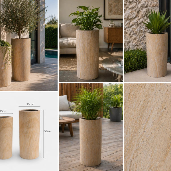 2 Sizes - Luxury Marble Tall Cylinder Planter | Premium Pot Range - image 4