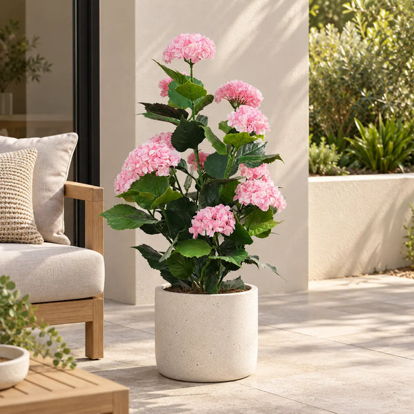Artificial Pink Hydrangea Tree 95cm - UV Resistant Flowering Plant — gallery image 4