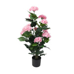 UV-resistant artificial pink hydrangea tree, 95cm high, in a nursery pot