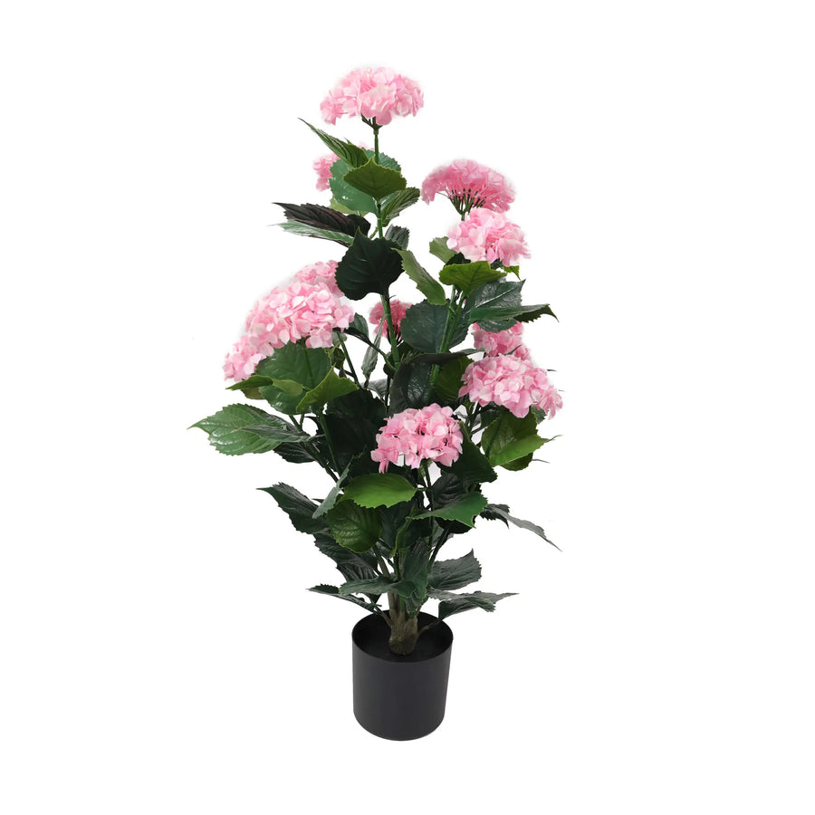 Artificial Pink Hydrangea Tree 95cm - UV Resistant Flowering Plant