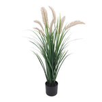 UV-resistant artificial flowering reed grass plant, 120cm high, in a nursery pot
