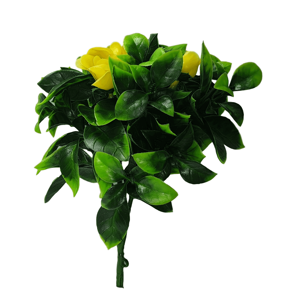 5 Pack Flowering Yellow Rose Stem UV Resistant 30cm - Designer Vertical Gardens artificial flowers for centerpieces artificial garden wall plants