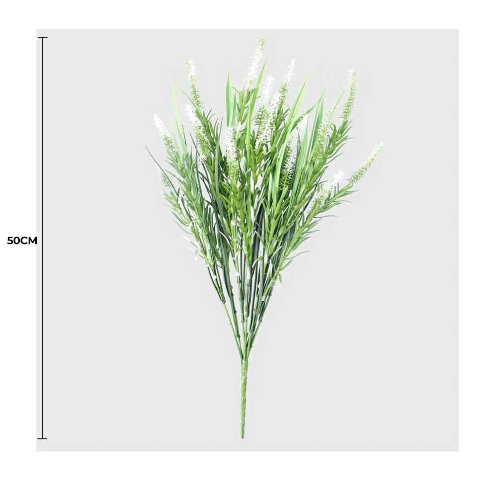 5 Pack Long Stem White Lavender 50cm UV Resistant Wall Plant — gallery image