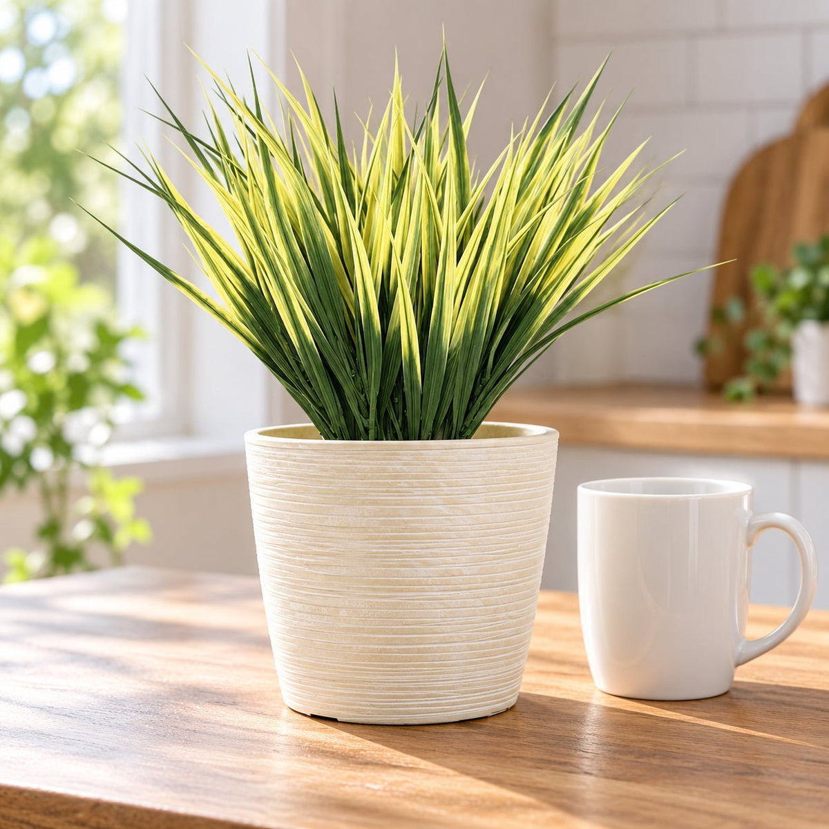 5 Pack - UV Yellow Tipped Grass Stem - 35cm - Designer Vertical Gardens artificial garden wall plants artificial green wall australia
