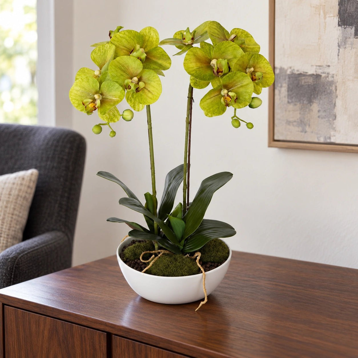 50cm Flowering Artificial Potted Orchid - Multi Stem - Designer Vertical Gardens artificial garden wall plants artificial green wall australia