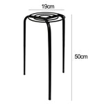 Black metal circular plant stand with a 19cm top diameter and 50cm height, showing overall dimensions for indoor and outdoor planter display