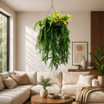 Black Framed Hanging Disc with Tropical Foliage