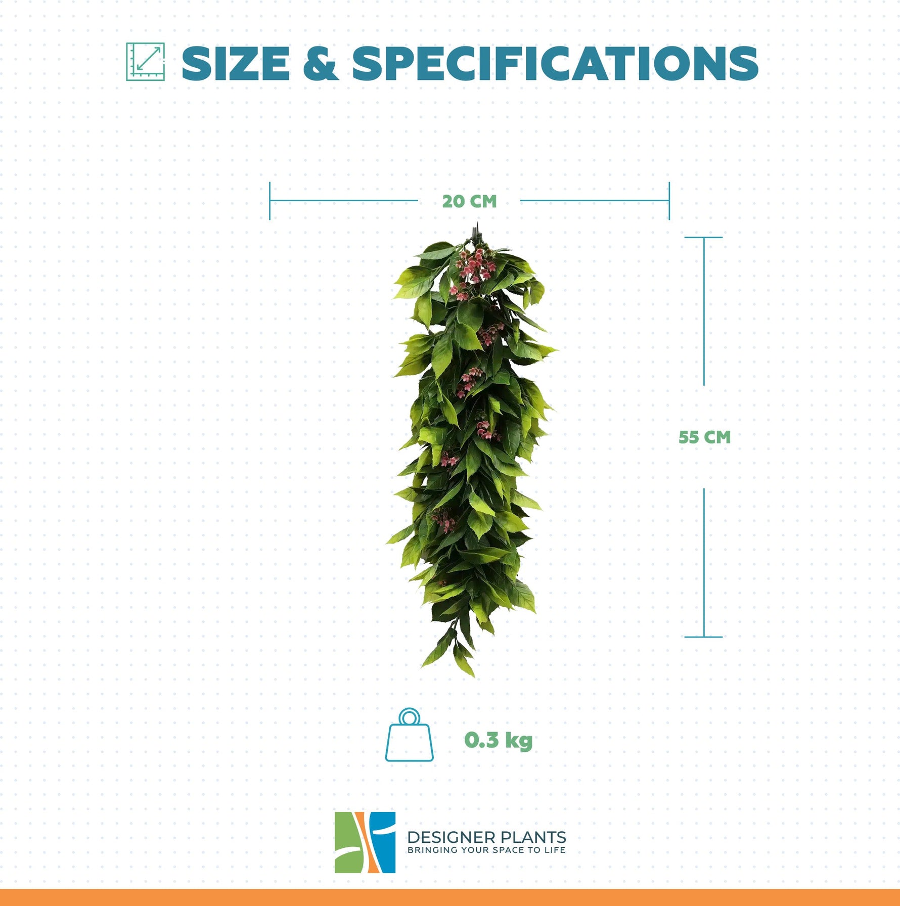 UV Extendable Hanging Flowering Pepperberry Garland - 55cm