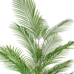 Close-up of realistic green palm fronds on the Artificial Areca Palm Tree 210cm, showcasing detailed tropical foliage and lifelike leaf structure. UV protected artificial palm suitable for indoor and outdoor decorative applications.