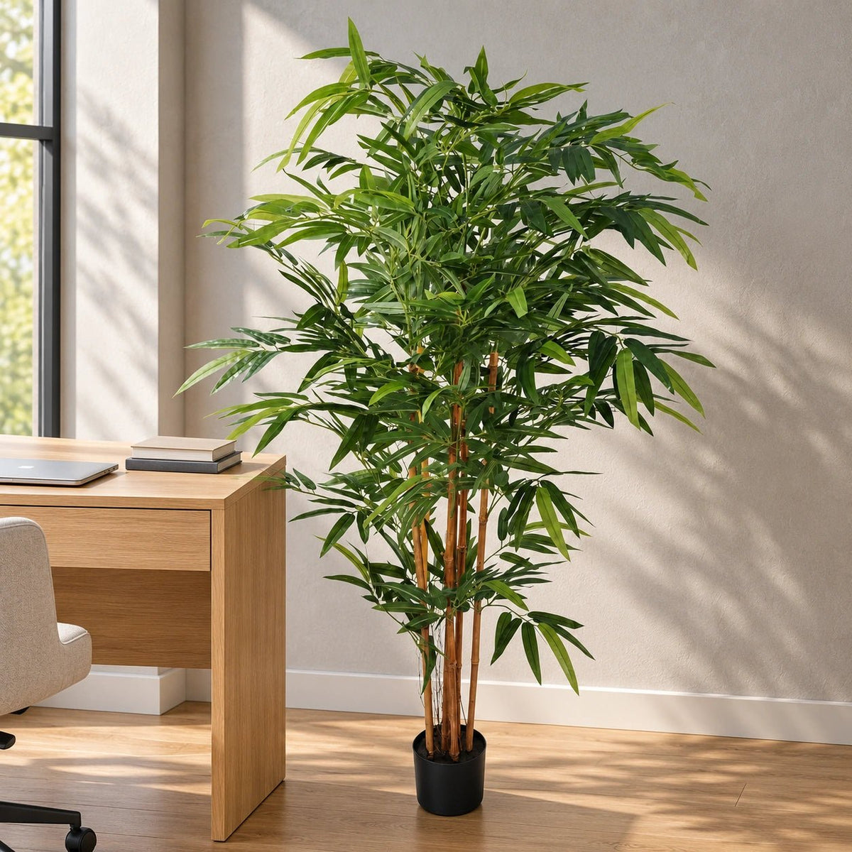 Artificial Bamboo Plant 150cm - Premium Two-Tone Green with Real Canes - Designer Vertical Gardens Artificial Trees Bamboos and Palm