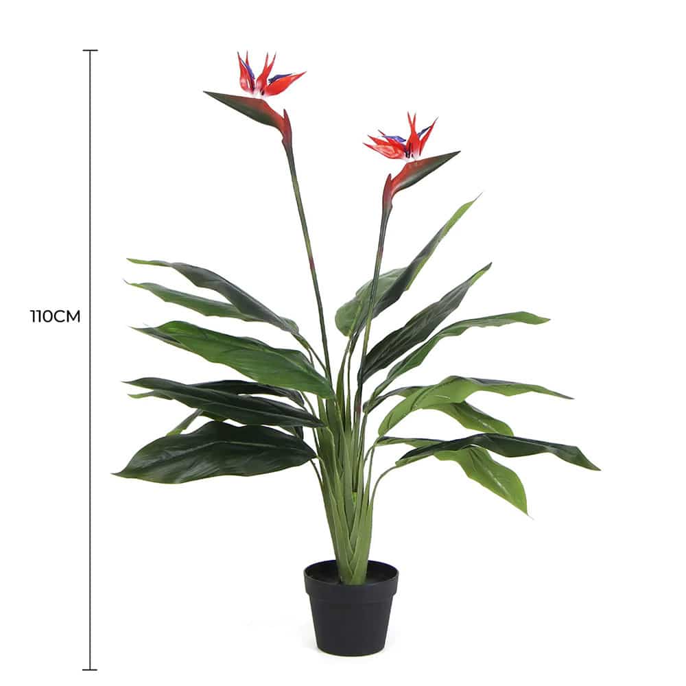 Artificial Bird Of Paradise Plant 110cm (Red Flowers) - Designer Vertical Gardens Artificial Trees Flowering plants