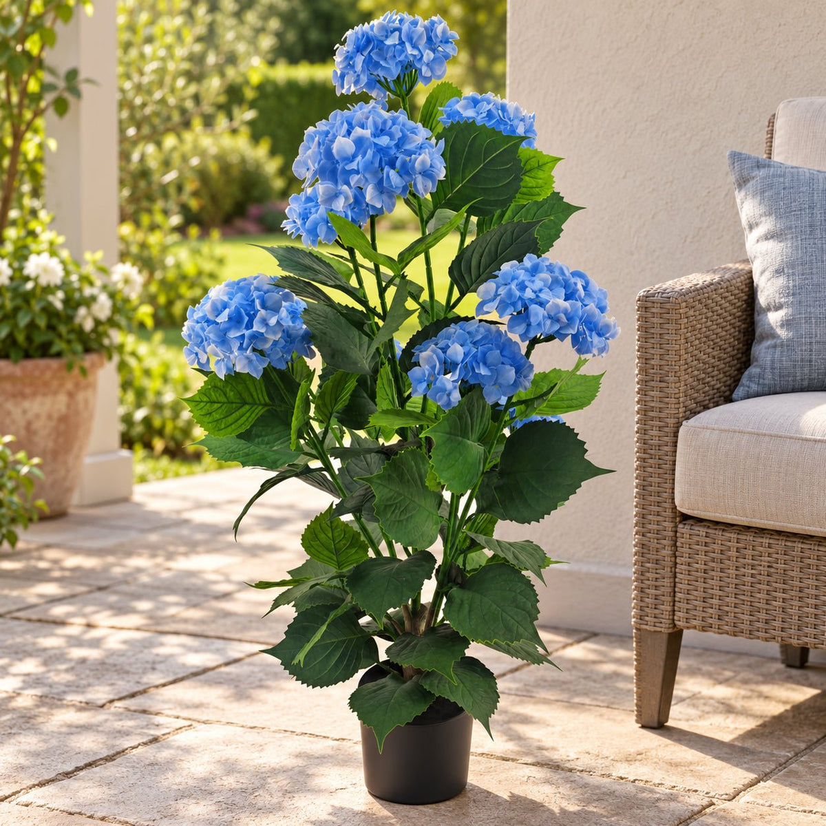 Artificial Blue Hydrangea Tree 90cm - UV Resistant Premium Flowering Plant - Designer Vertical Gardens Artificial Trees Flowering plants