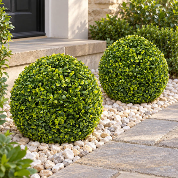 Artificial Boxwood Topiary Ball 28cm - UV Resistant Mixed Green Foliage — gallery image 9