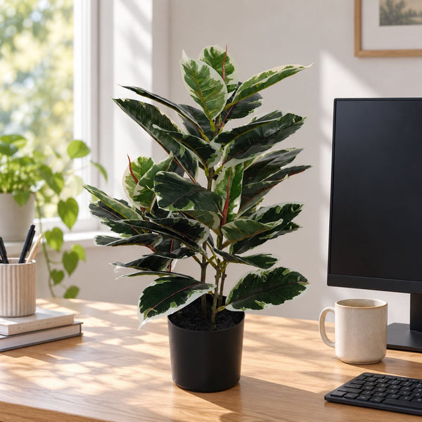 Artificial Bushy Dense Variegated Ficus Tree (Rubber Tree) 50cm — gallery image 9
