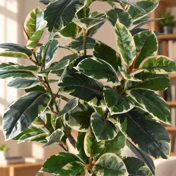 Artificial Bushy Variegated Ficus Tree (Rubber Tree) 120cm — gallery image 8