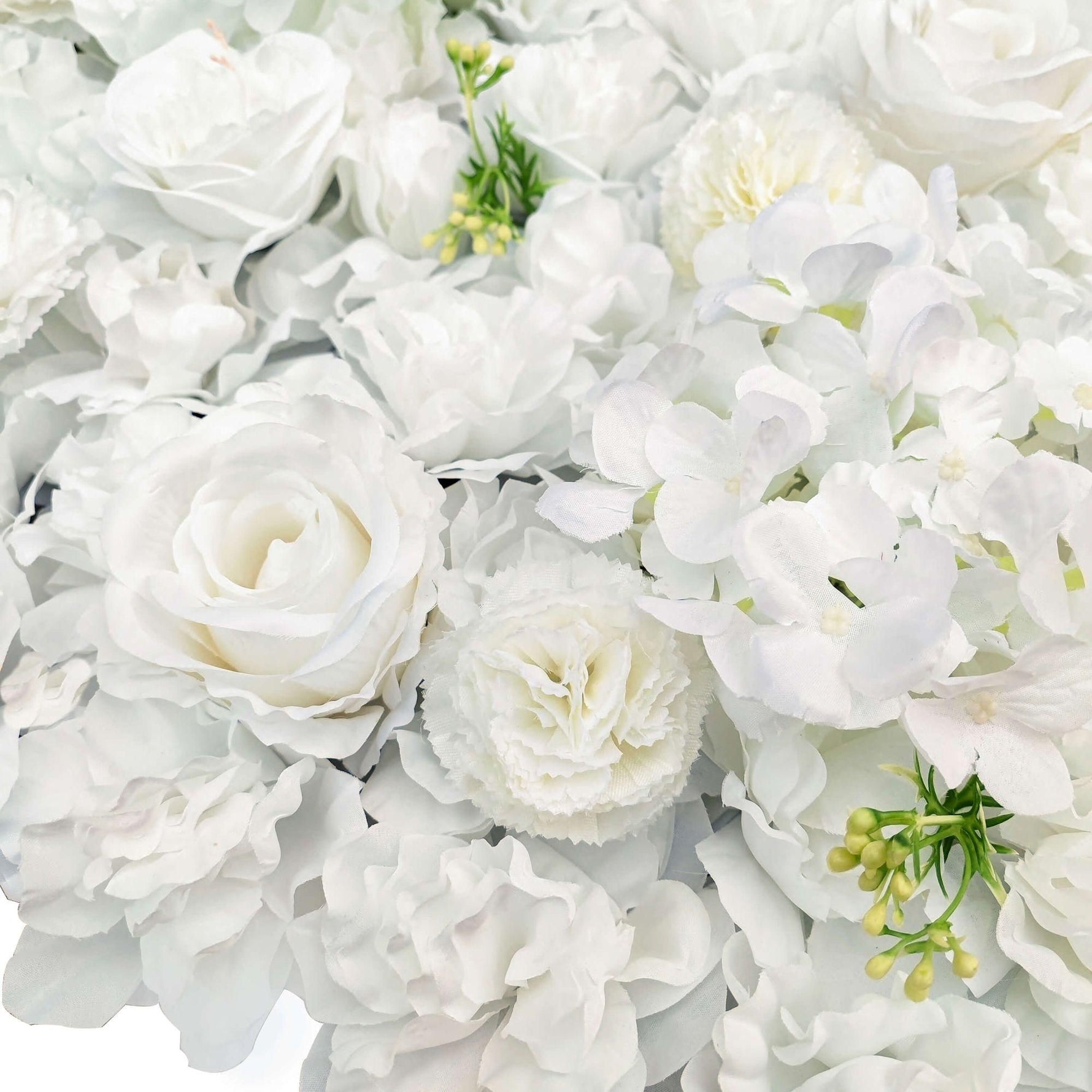Artificial Flower Wall Backdrop Panel 40cm X 60cm Mixed Whites - Designer Vertical Gardens Artificial vertical garden wall panel flowering