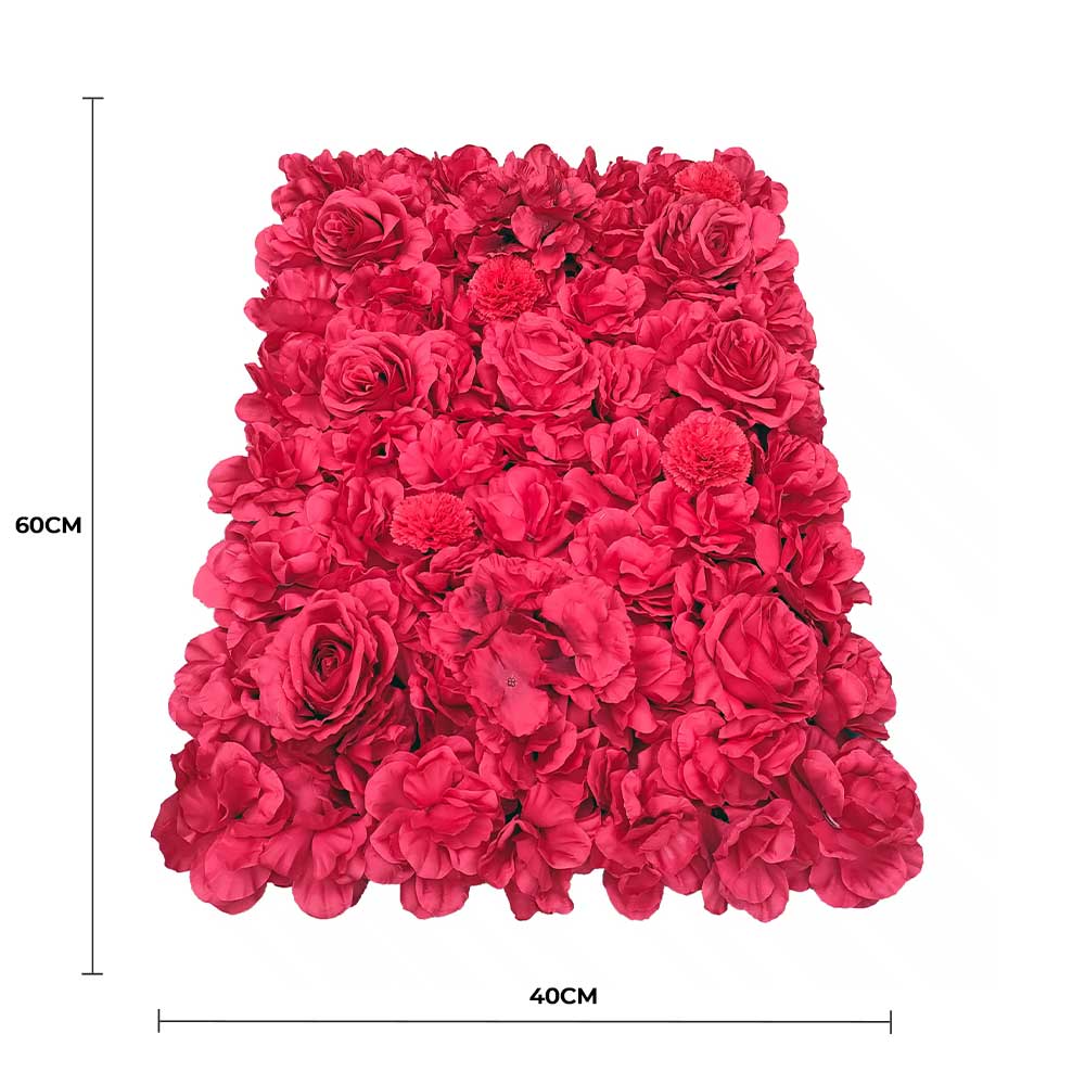 Artificial Flower Wall Backdrop Panel 40cm X 60cm Romantic Red — gallery image