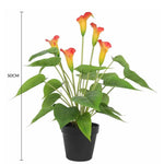 Artificial Flowering White & Orange Peace Lily / Calla Lily Plant 50cm - Designer Vertical Gardens artificial garden wall plants artificial green wall sydney