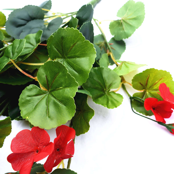 Artificial Geranium Hanging Bush with Red Flowers 60cm — gallery image 3
