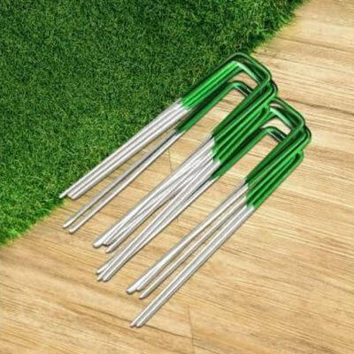 Artificial Grass Roll Pegs / Fake Grass Galvanized Metal Pegs With Green Top 10 Pieces — gallery image 3