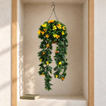 Artificial Hanging Basket Orange and Yellow Bouganvillea 30cm x 80cm Long UV Resistant - Designer Vertical Gardens artificial hanging ferns Hanging plant garland