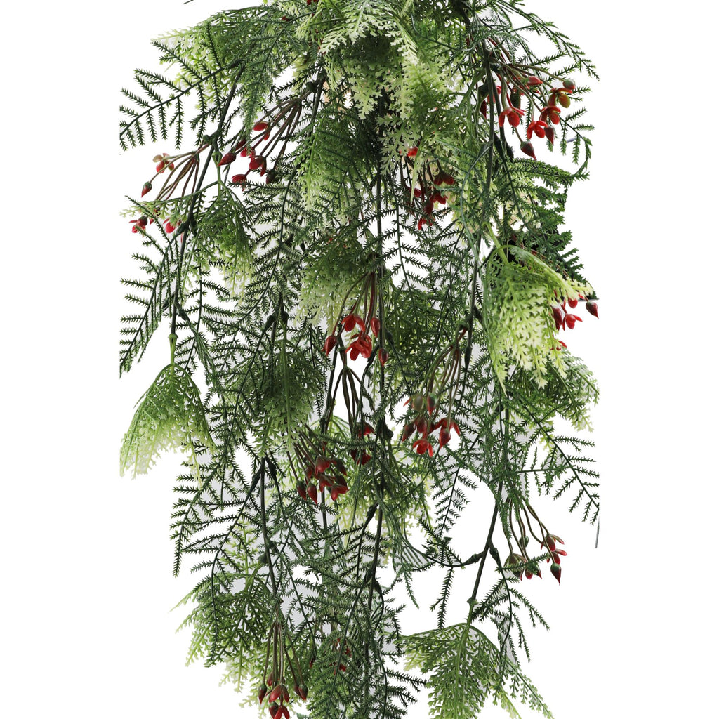 Artificial Hanging Christmas Myrtle And Flowering Holly UV Resistant 78cm