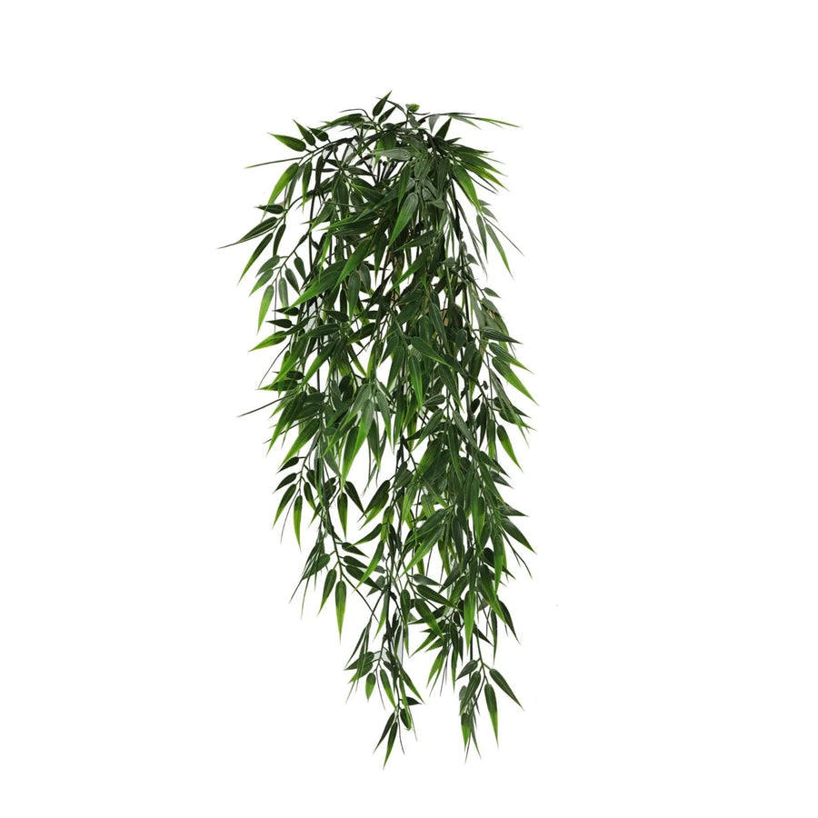 Artificial Hanging Dark Green Hanging Bamboo Leaf Garland Bush UV Resistant and Fire Rated 17cm x 76cm