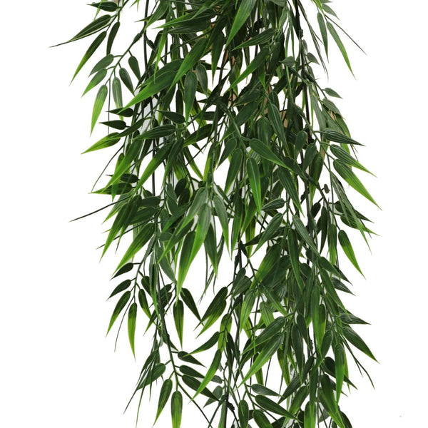 Artificial Hanging Dark Green Hanging Bamboo Leaf Garland Bush UV Resistant and Fire Rated 17cm x 76cm — gallery image 5
