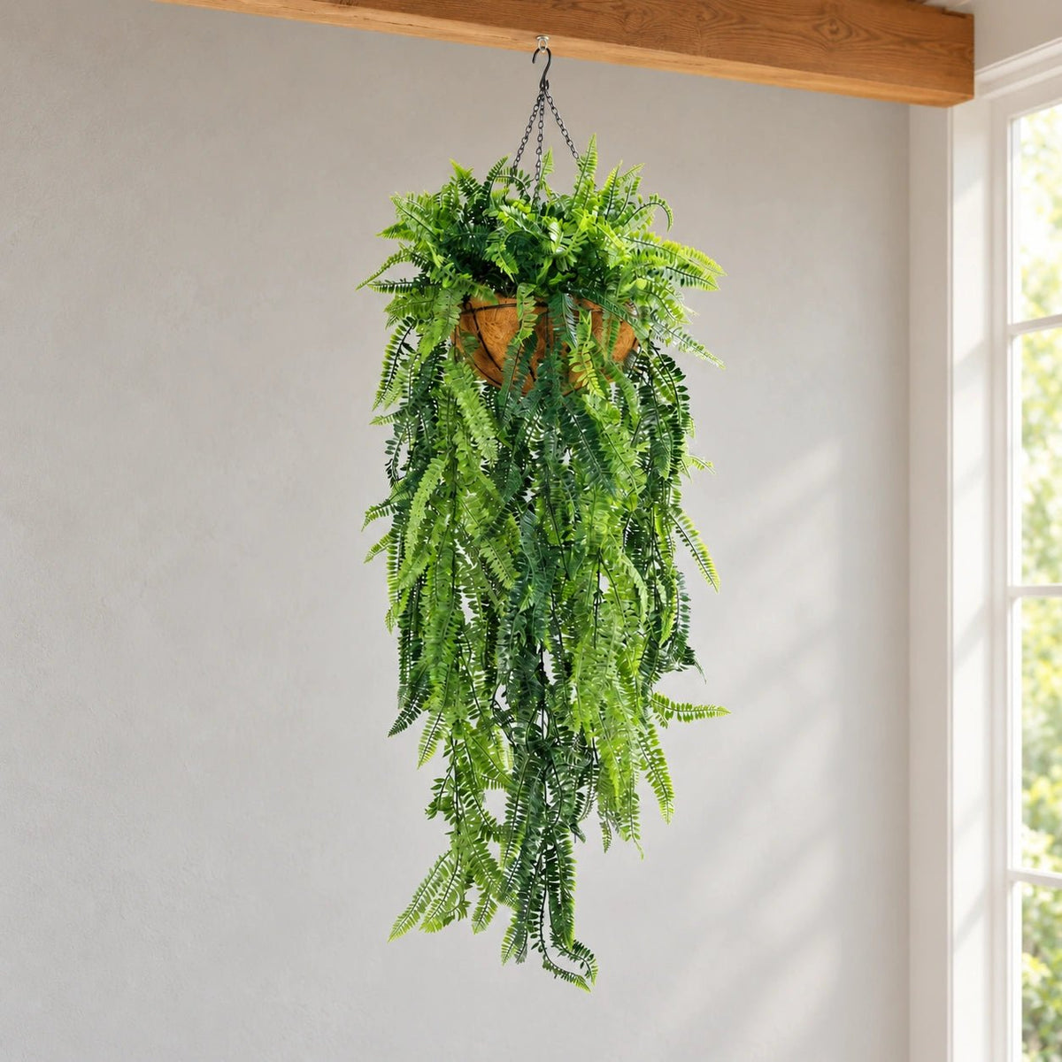 Artificial Hanging Fern Display – UV Resistant (45cm x 125cm) - Designer Vertical Gardens artificial hanging ferns Artificial Trees