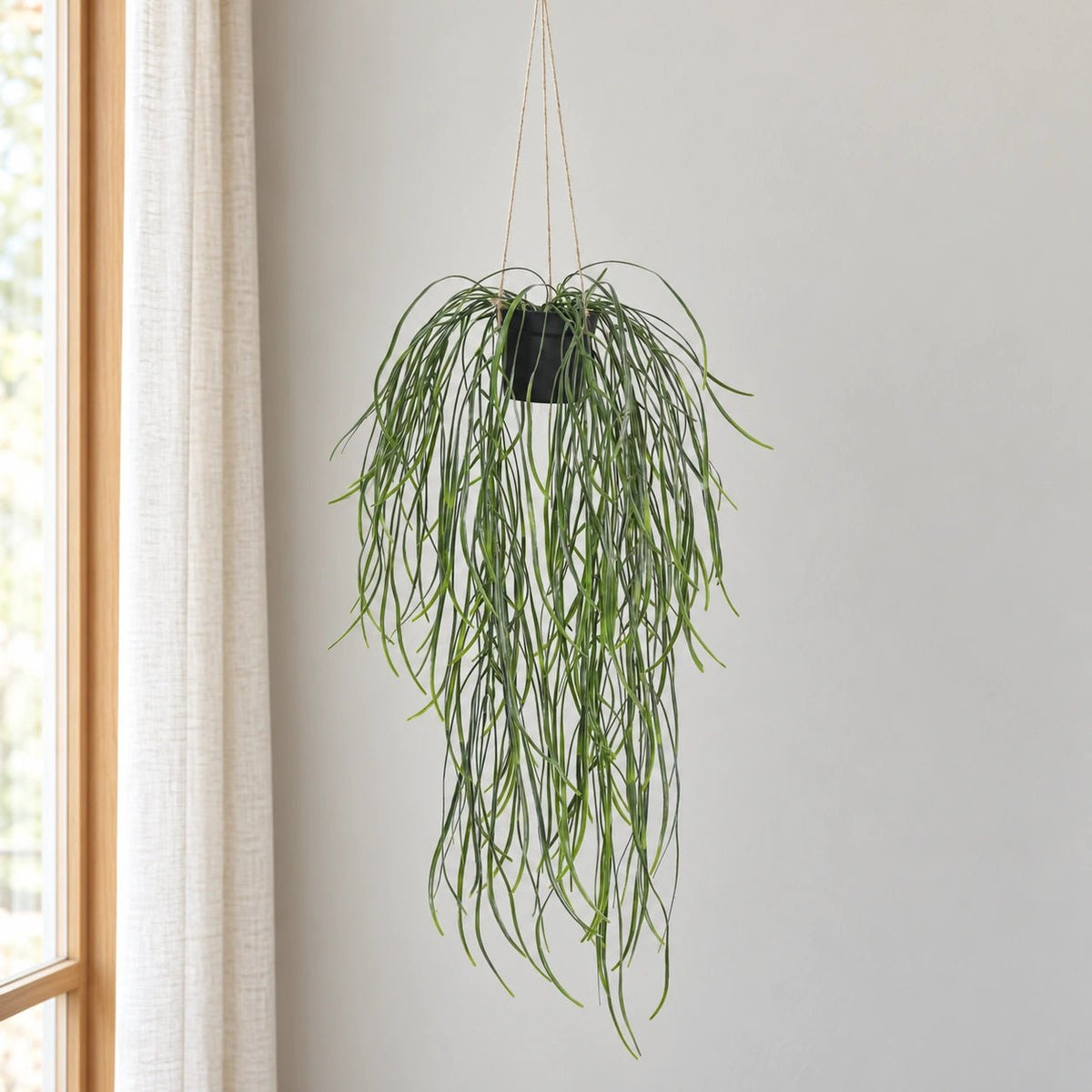 Artificial Hanging Potted Plant (Willow Leaf) 66cm UV Resistant - Designer Vertical Gardens hanging garland
