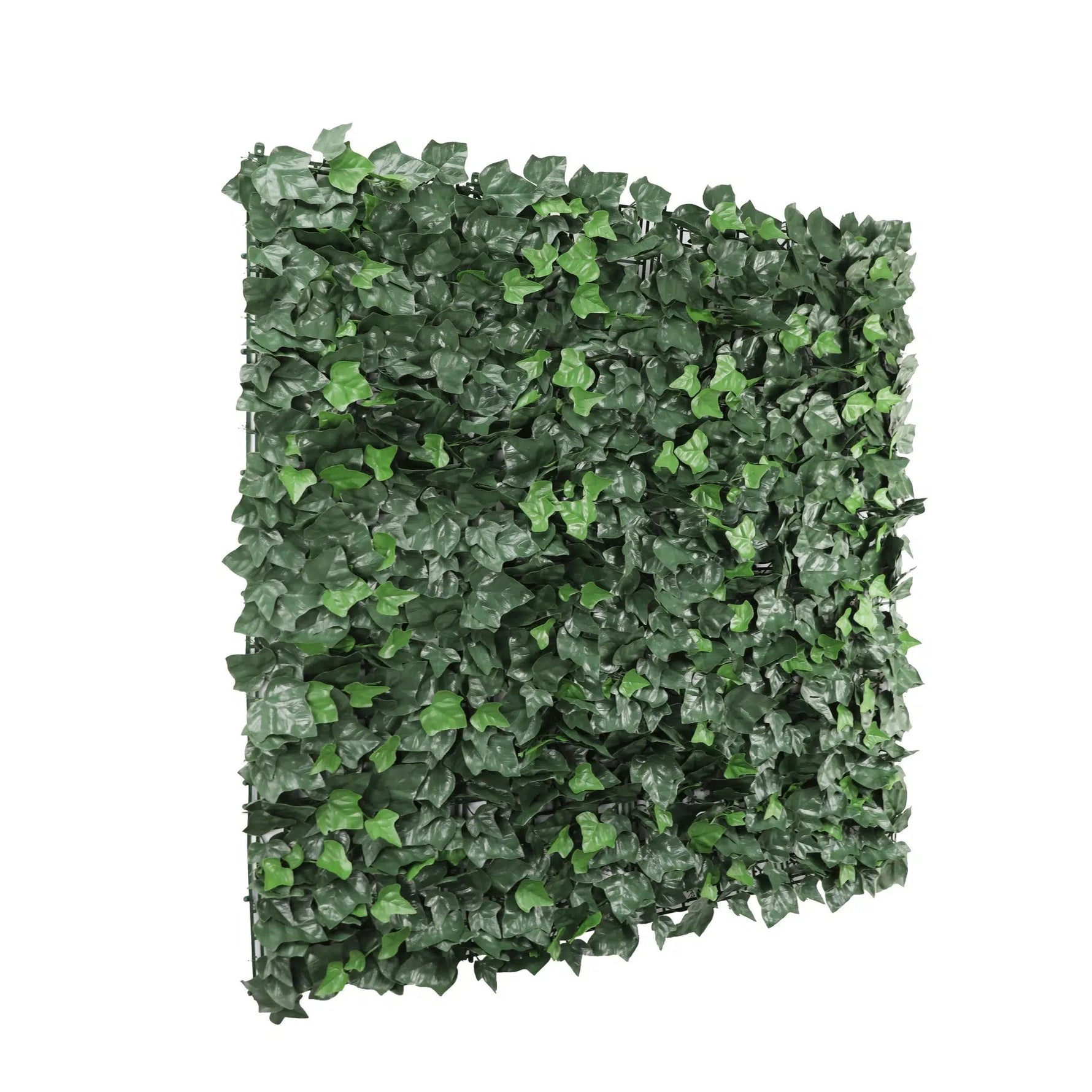 Artificial green leaf panel on a white background