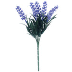 Artificial lavender plant with blue flowers on a white background