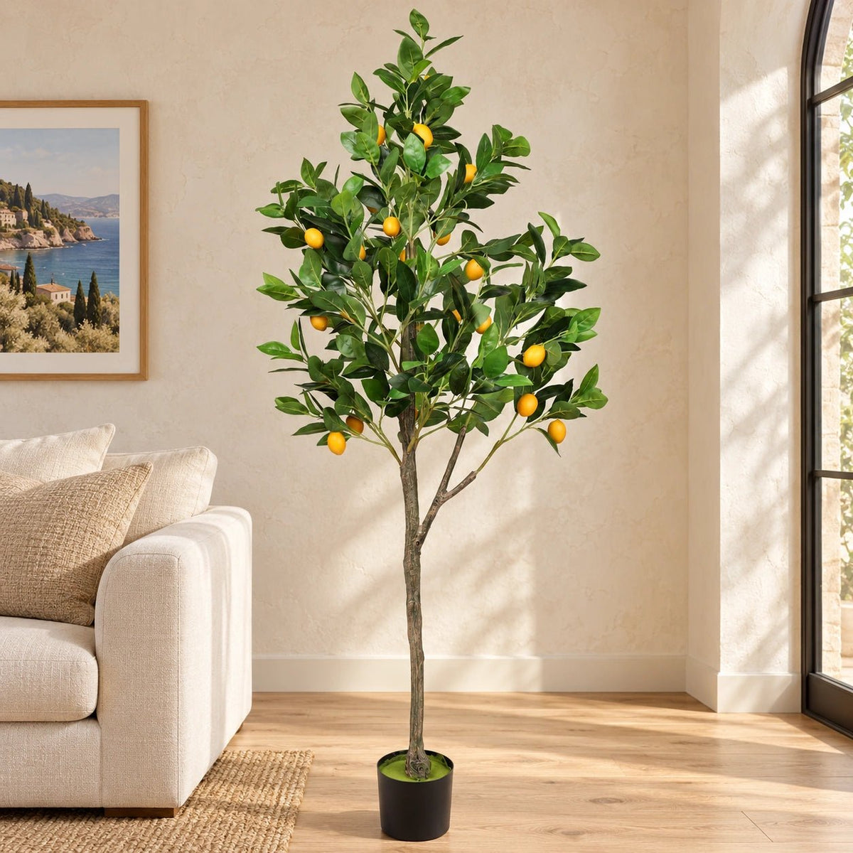 Artificial Lemon Tree (Potted) with Lemons 150cm - Designer Vertical Gardens Artificial Trees Artificial Trees for Commercial Properties