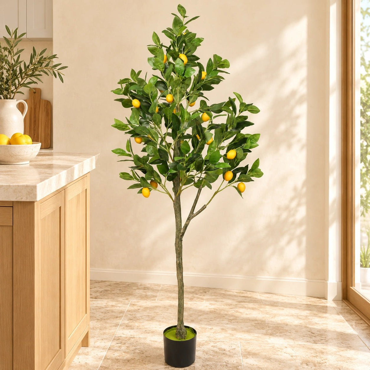 Artificial Lemon Tree (Potted) with Lemons 150cm - Designer Vertical Gardens Artificial Trees Artificial Trees for Commercial Properties