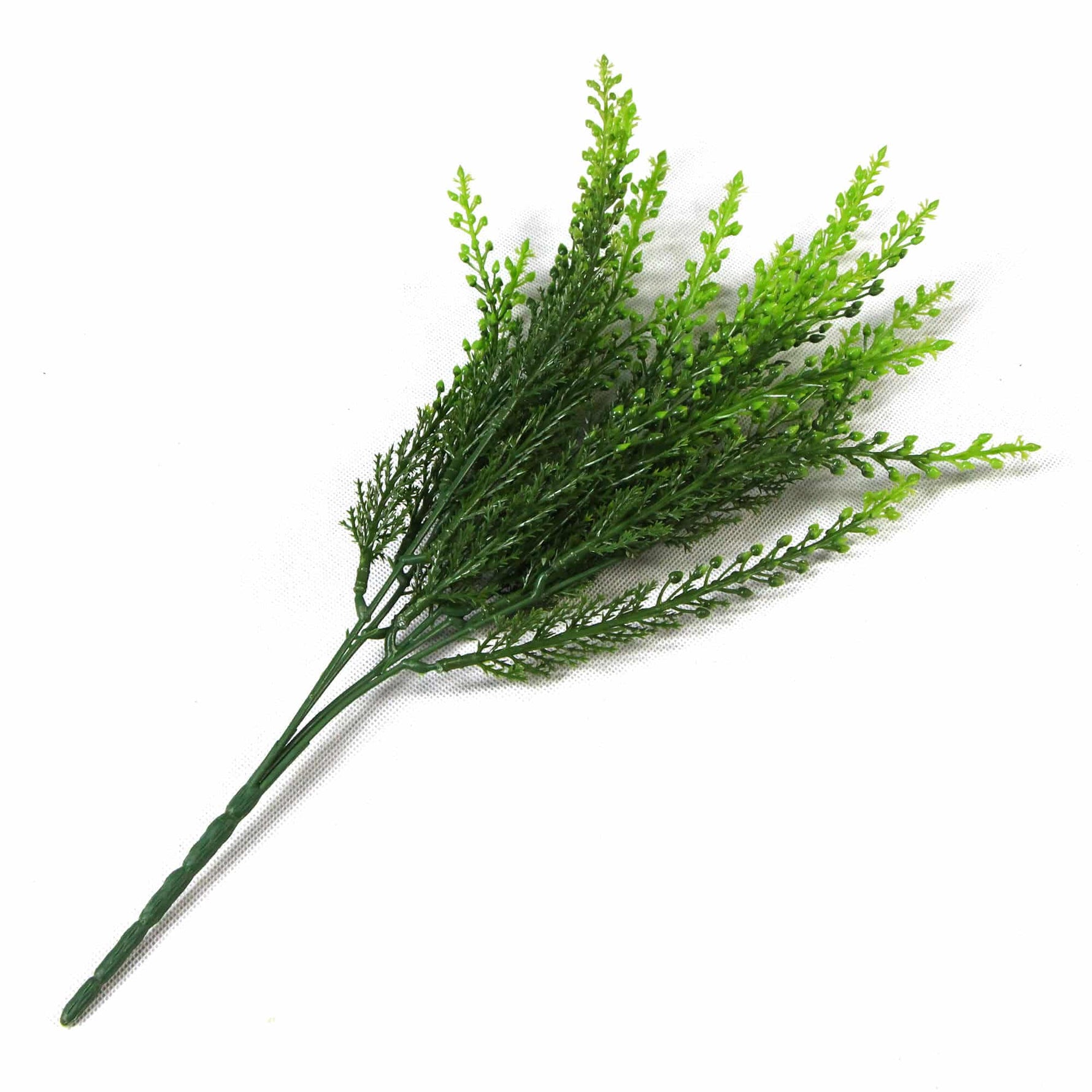 Artificial greenery branch on a white background