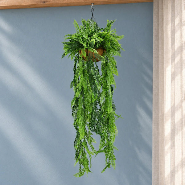 Artificial Lush Fern Hanging Basket UV Resistant (35cm x 125cm) — gallery image 8
