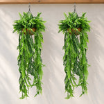 Artificial Lush Fern Hanging Basket UV Resistant (35cm x 125cm) - Designer Vertical Gardens Artificial Trees hanging