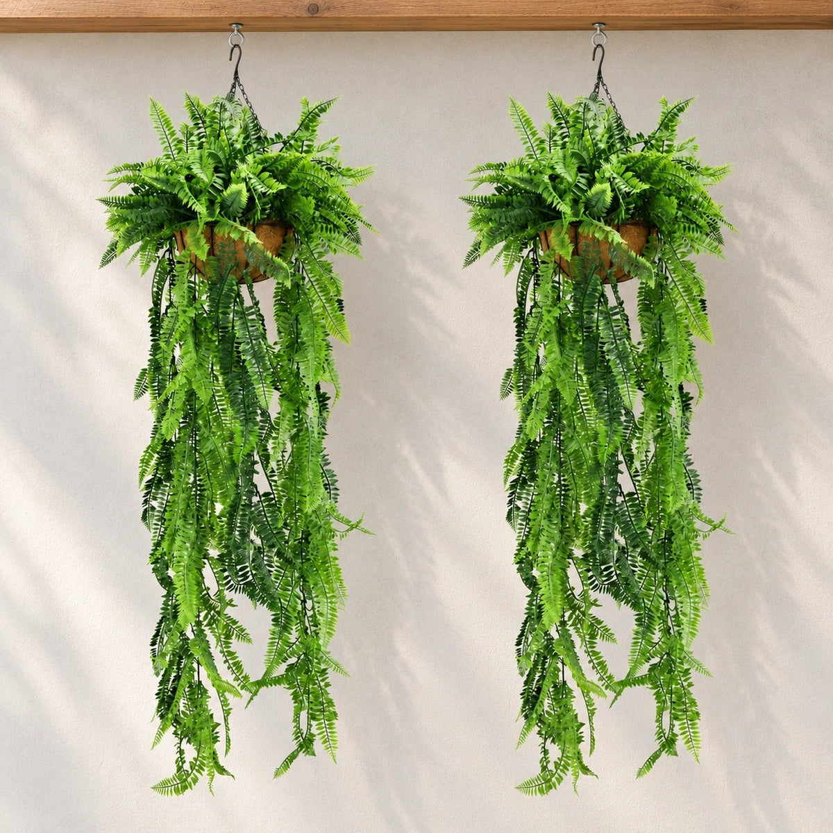 Artificial Lush Fern Hanging Basket UV Resistant (35cm x 125cm) - Designer Vertical Gardens Artificial Trees hanging