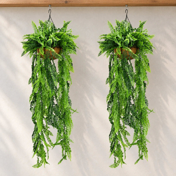 Artificial Lush Fern Hanging Basket UV Resistant (35cm x 125cm) — gallery image 7
