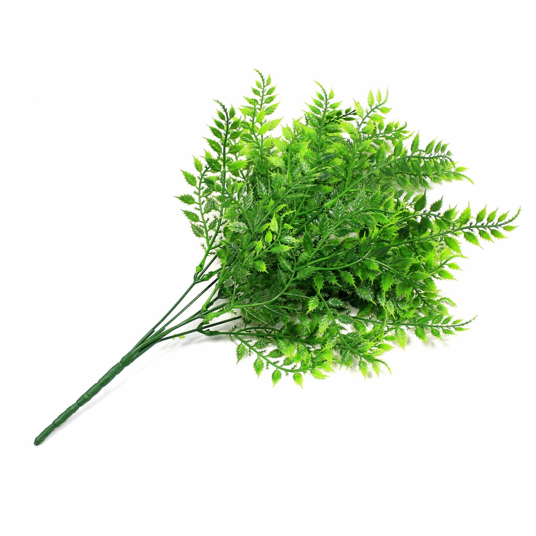 Artificial green leafy plant on a white background
