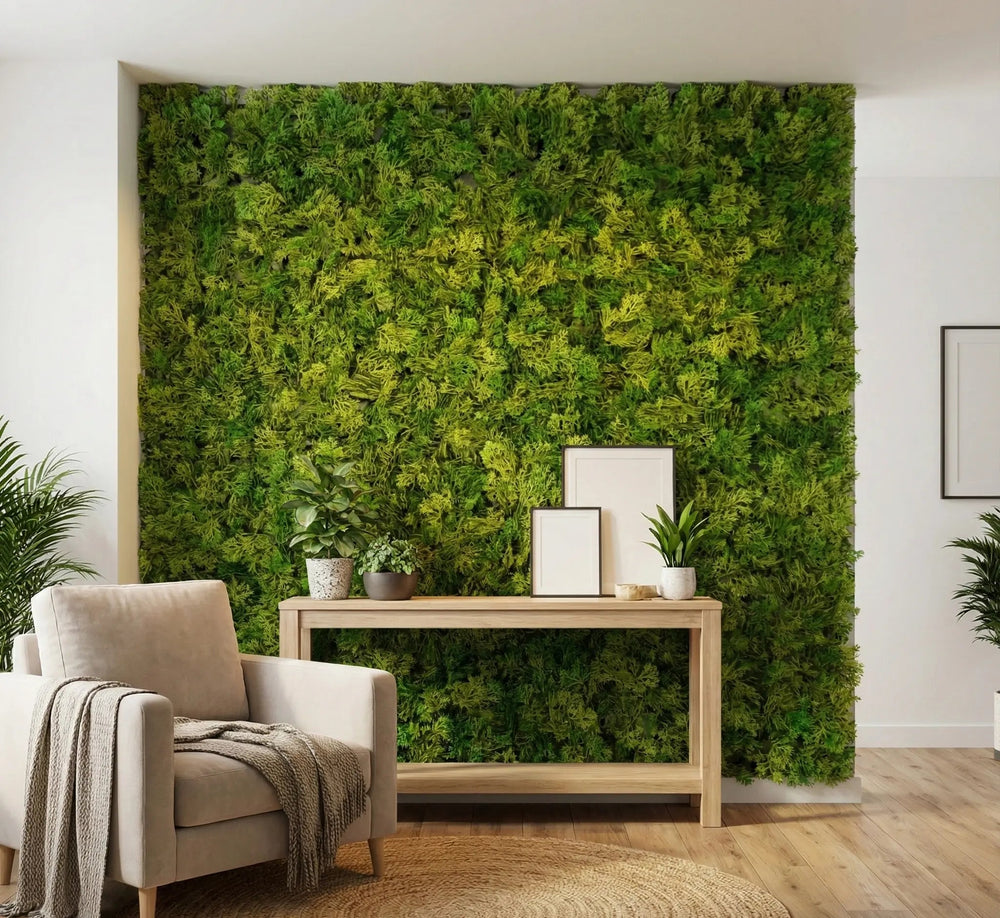 Artificial Moss Panel 100cm x 100cm - UV Resistant Two-Tone Green Wall — gallery image 5