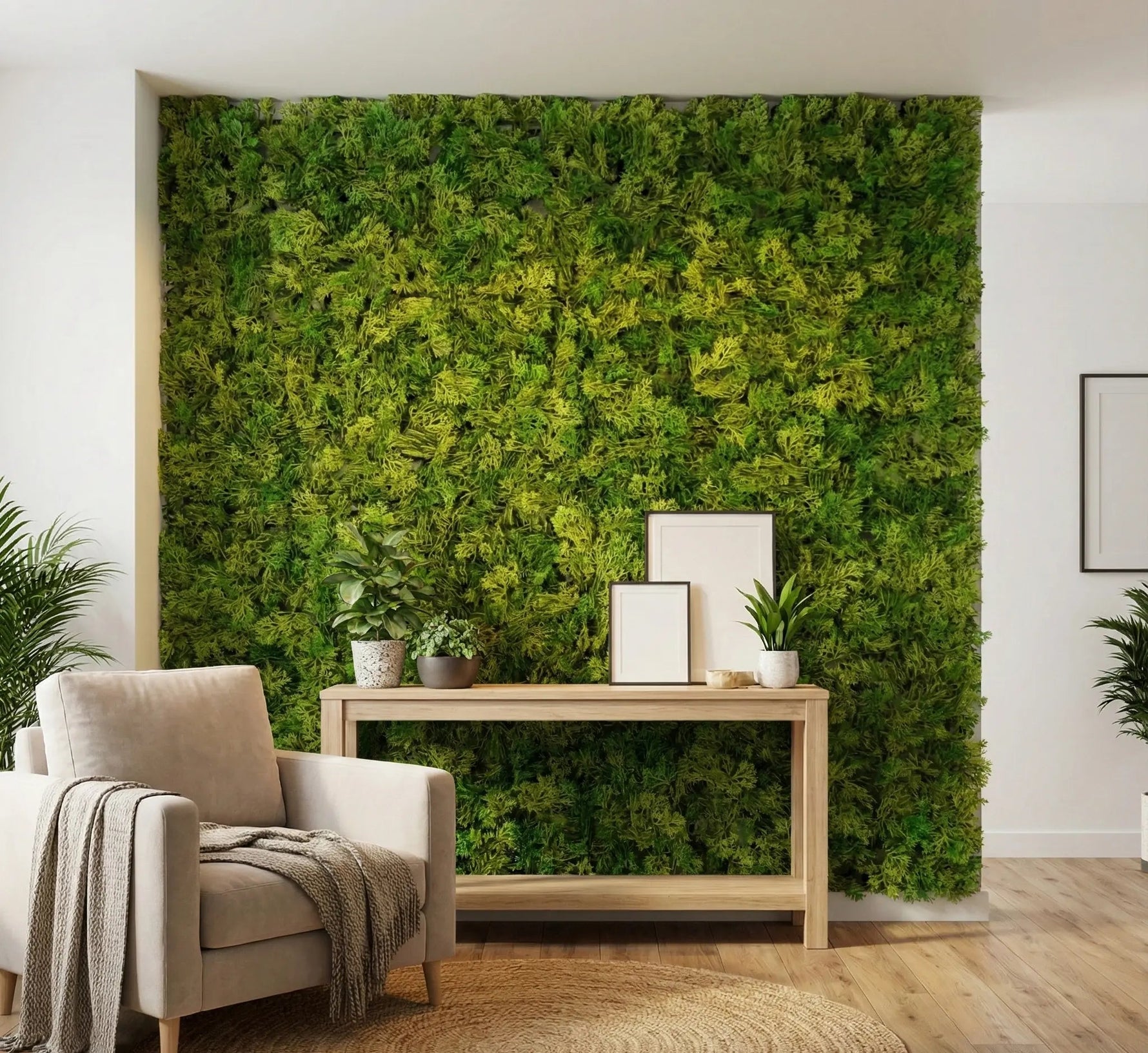 Artificial Moss Panel 100cm x 100cm - UV Resistant Two - Tone Green Wall - Designer Vertical Gardens artificial green wall australia artificial green walls for backdrops