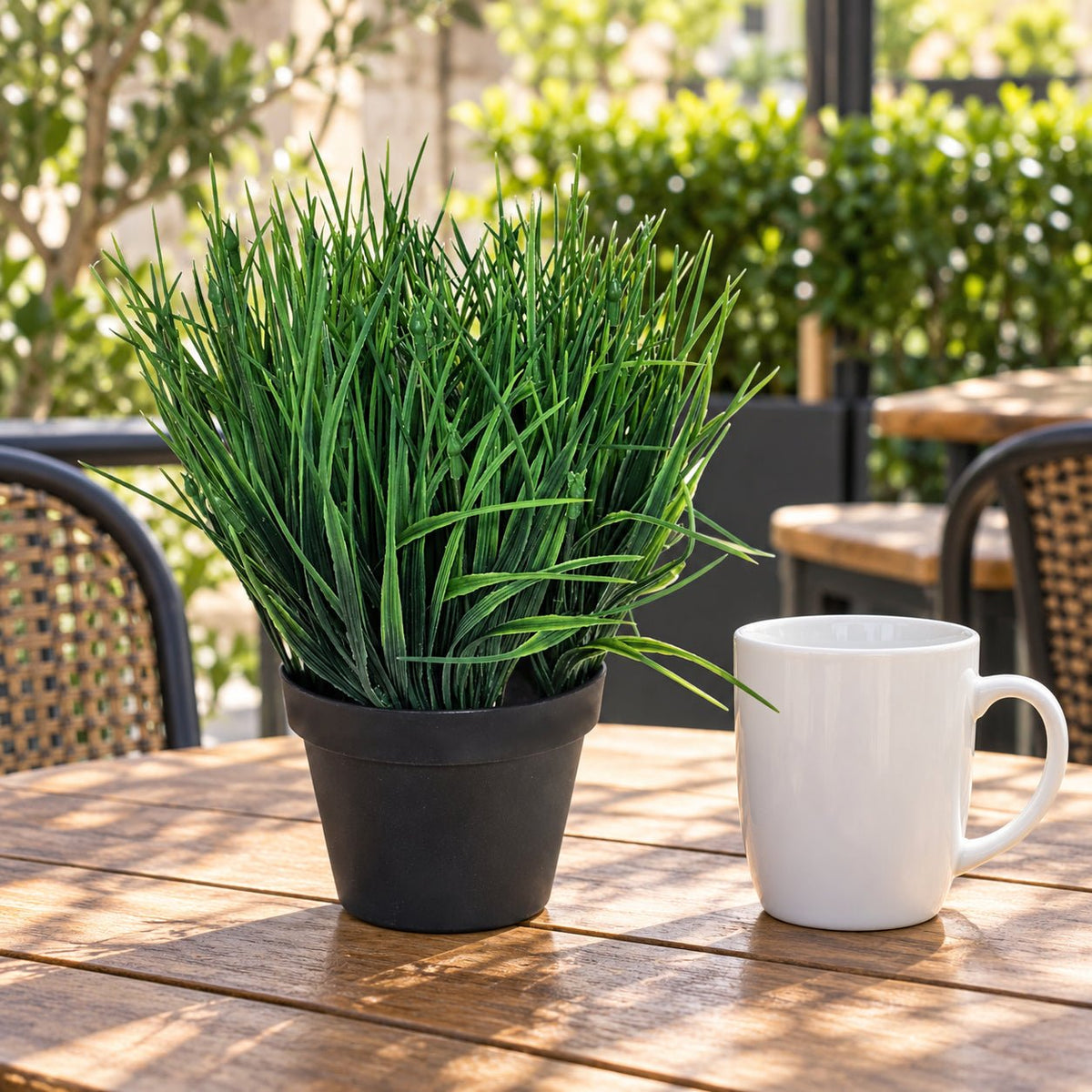 Artificial Ornamental Potted Dense Green Grass UV Resistant 30cm (Overstock Clearance) - Designer Vertical Gardens Artificial Shrubs and Small plants Office and House plants